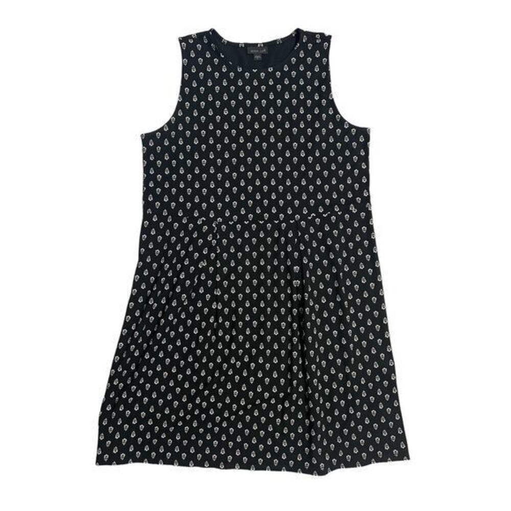 J. Jill Wearever Collection Sleeveless Pleated Dress Black White Pattern Medium